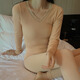 Dannanwei Hanshe 9889 wool silk heating set V-neck lace high waist lifting hip slim fit autumn and winter base thermal underwear light green: 80-140Jin [Jin equals 0.5 kg] All size