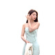 S.Sofea French Mint Green Sling Robe Nouvelle taille d'été Long Robe Blanc * 753 M