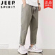 
Jeep (JEEP) pants for men's pure cotton casual pants loose men's straight men's pants for summer thin work clothes versatile work pants nine-point cement gray #9904 L