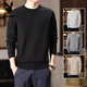Playboy (Playboy) 2025 Frühling und Herbst Neue Männer gestrickt Langarm runden Nackenpullover Einheitliche Farbe Innerer Pullover Top Basis Hemd Hemd schwarz m