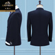 Classic car men's three-piece suit formal loose business casual suit middle-aged dad's suit wedding suit groomsmen large size three-button navy blue (jacket + pants + tie) XL 180 (recommended 140-160 Jin Jin equals 0.5 kg)