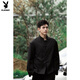 Playboy Chinese style tunic suit men's complete set of dk uniform spring and autumn new Chinese style stand collar national trend button coat black jacket S collection priority delivery