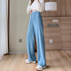 
Pier Cardin waffle pants for women with wide-leg pants high waist drooping autumn and winter new Korean loose straight floor pants 13556 Black normal S