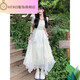 HTKD ESCAPED PRINCESS Vestido 2024 Nuevo diseño de vestido de novia de primavera de manga corta Sentí que la cintura abrazan el primer amor Gentle White Moonlight Off-White Vestido único M 100-110Jin [Jin iguala 0.5 kg]
