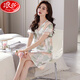 Langsha Nightgown For Women in Summer Ice Silk Silk à manches courtes longues pyjamas 2025 Nouvelle imitation d'été Silk Mère Dress Vêtements à la maison 9928 M
