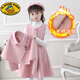 G.duck girls' woolen dress 2025 autumn and winter new thickened children's woolen princess dress little girl's stylish two-piece set red skirt + coat + hat + sweater single 140 recommended height around 135