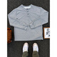 Du Xiaoxian light gray Henry collar long-sleeved T-shirt men's spring and autumn trendy brand casual bottoming shirt American heavy sweater light gray XL recommended 120-140Jin Jin equals 0.5 kg