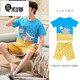 Mikeshan 100% cotton pajamas for men spring and summer short-sleeved shorts Korean cartoon students young and middle-aged home clothes can be worn outside 1389# S small size code height 143-150b