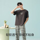Pure cotton couple pajamas for women antibacterial Xinjiang cotton spring and summer short-sleeved trousers Korean style thin home wear set 5E5141-Men's XL