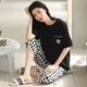 Cha Xiao A pajamas for women summer short-sleeved loose pajamas shorts Korean style cropped pants casual home clothing women suit N64 T-9848 (suit shorts) 3XL (160-180Jin [Jin equals 0.5 kg])
