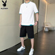Playboy (Playboy) Camiseta de manga corta Traje para hombres Summer Summer High-top Roport Sports Whorts de camiseta de media manga de dos piezas.