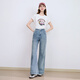 Baitu Betu Frauenkleidung 2025 Sommer neuer Denim-Hose mit Weitbein Hose Schwere Wasserwaschwasser Weitbreite Hose 2507T46 Denim Color xs