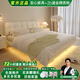 French cream style suspended bed, cloud puff bed, master bedroom double bed, light luxury leather bed, modern simple princess bed, puff leather bed-delivery to home, 1.5*2.0 meter full-bed suspended structure