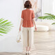 
GTYUWVG Mom Summer Short Sleeve Cotton and Line Two-Piece Set 2025 New Middle-aged and Elderly Women's Fashionable Noble Middle-aged Set 9435 Yellow + Beige Wide-Legged Pants L Recommended 90-105Jin [Jin equals 0.5 kg]