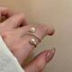Niche high-end multi-layered pearl ring for women simple plain ring opening adjustable index finger ring 1 ring