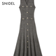 Snidel2025 Producto de otoño e invierno Nuevo producto elegante y versátil Vestido de cola de punto sin mangas en V SWNO254133 Rojo y marrón