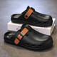Baotou half slippers men wear thick sole without heel in summer driving dual-purpose sports beach hole sandals 001 black 41