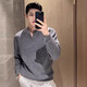 Kuraishi Kazuki light luxury trendy brand high-end Henry collar sweater men's autumn and winter new style inner casual solid color bottoming sweater gray L