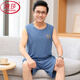 LangSha pajamas middle-aged men's summer thin cool modal sleeveless daddy vest shorts plus a large size home clothing Cool modal pajamas MT-1105 M suitable for 80-Jin [Jin equals 0.5 kg]