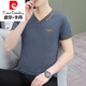 
Pierre cardin needle ice silk short sleeve men's rooster heart collar T-shirt 2025 summer new versatile trendy men's breathable thin T-shirt knit qy693 white 2XL