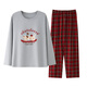 
Cat man pajamas women pure cotton spring and autumn long sleeves 2025 new loose plaid cartoon home clothes grey can be worn outside