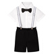 Goku Children's Suit Set Boys Handsome petit garçon Flower Girl Host Host Performance Performance Robe Shorts noirs + chemise blanche + nœud papillon noir + sangle 120 Poids recommandé 37-43 Jin [Jin est égal à 0,5 kg]