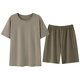 Yalu Dad Pyjamas Sommer reines Baumwollshorts Kurzfilme runder Hals lässig Feste Farbe Großgröße Herrenhauskleidung Set 13601# Hellgrüne Pure Cotton Shorts XL [Vorgeschlagen 120-140jin [Jin gleich 0,5 kg]]