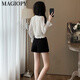 Magiopy International Luxury High-End Brand Light-Murity Set Set Women's Women's 2025 Wempring Temprement V-образный вырезок белый маленький вкусный стиль белый набор S (160) 100 джин [Jin равняется 0,5 кг]