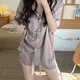Ran Yilan's Pyjamas Identique à la soie de glace d'été pour femmes manches courtes minces 2024 Nouvelle célébrité Internet Vêtements de maison décontractés haut de gamme jaune clair # yx-9214 xl x131-145jin [Jin est égal à 0,5 kg]