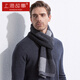 Shanghai Story Men's 100% Wool Knitted Scarf Gift Box Plaid Scarf Autumn and Winter Warmth Birthday Gift Black Gray