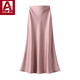 HERAGAIA draped acetic acid satin skirt for women 2024 spring and summer new mid-length fishtail skirt high waist slim hip skirt Champagne color [Spring and summer 9902 skirt length about 92] M