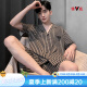 雅鹿男士睡衣夏季莫代尔棉短袖条纹男款夏天薄款家居服可外穿 【M3937 莫代尔凉感型】 L 【适合100-135斤】