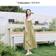 片断连衣裙女2025夏季新款系带设计休闲简约慵懒度假风无袖吊带裙 灰绿 L