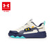 Under Armor children's shoes, men's and women's sneakers, autumn and winter leather warm cushioning, medium and large children's outdoor casual sports shoes, off-white/blue 37.5