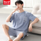 Catman Miiow New Herren Pyjamas Sommer kurzärmelige Shorts Modal Cool Thin Style Plus Size Rund 9712 L [Gewicht 120jin [Jin entspricht 0,5 kg]]]