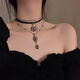 Beautifully made retro Baroque Gothic crystal multi-layered leather necklace choker temperament goddess exotic stacked clavicle necklace multi-layered Baroque necklace 1 piece