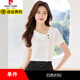 Pierre cardin chiffon shirt for women in summer short-sleeved thin 2025 new style sexy temperament small versatile fashion two-piece set black skirt 1098 S