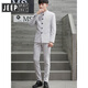 JEEP SPIRIT Jeep men's suit suit Chinese style trend Zhongshan decoration slim and handsome suit set for wedding youth stand-up collar navy blue two-piece suit - (top + pants) free belt tie M