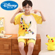 Disney Children's Pyjamas Summer Nouveau garçons à manches courtes Coton Coton Coton mince garçon de taille moyenne Costume à domicile climatisé pour enfants K double 6630 # Cat domestique bleu jaune 170 taille 10 Hauteur recommandée [100-110cm]