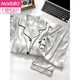
Modal pajamas with breast pads for women 2025 new ice silk summer spring and autumn long-sleeved jade gui dog anti-convex dot home clothing set 6996 12 long sleeve trousers + ice and snow silk + self L Height 158-167 Weight 100-120