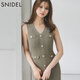 Snidel2025 Producto de otoño e invierno Nuevo producto elegante y versátil Vestido de cola de punto sin mangas en V SWNO254133 Rojo y marrón