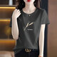 Pure YISHION brand withdrawal pure cotton white short-sleeved T-shirt women's loose printed T-shirt summer top 6193 leather powder short-sleeved M (recommended 80-105 Jin [Jin equals 0.5 kg])