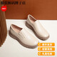 Satchi Light Luxury Mutterschuhschuhe echtes Leder komfortable weiche Sockelschuhe Frühling 2025 Neue mittlere und ältere Frauenschuhe tiefe Mundschuhe flacher Sohle LZL6231 Brown 37