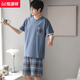 Hengyuanxiang pyjamas Men's Summer Cotton Pure Coton Coton à manches courtes Le style décontracté d'âge moyen peut être porté à l'extérieur avec un ensemble de vêtements maison de grande taille Z679 L