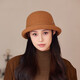 Autumn and winter retro wool fisherman hat, new style, feminine, simple basin hat, rolled edge, fashionable face-showing small hat, trendy, light gray