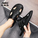 
Classic Car (WECKER) Hong Kong High-end 2025 Genuine Leather Men's Bottle-Battle Soft Sole Sandals Outside Wearing Beach Business High-end Casual M9855 Black Waterproof and Anti-Slip 38