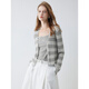 ELLE French striped elegant knitted cardigan vest two-piece set for women 2025 autumn new design suit light gray S