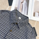 Bangqi Plaid Casual Shirt Men's Spring and Automne Shirt Shirt Lapon Corean Top Retro Retro Loose Veste C694-Black M