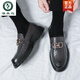 Holzspecker echte Leder -Laibers Lazy Trend Frühling Herrenschuhe Britische Freizeitlederschuhe Koreanische Version Beanie Schuhe Männer 3518 Schwarz T.S.L Echtes Ledermodell 38