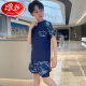 Langsha para el traje de baño para niños de Langsha Boy Swimsuit Medium y Big Teenagers Summer 2025 Nuevo conjunto de trago de maldito de dos capas 9716 Set de tres piezas-Black Grey 150 Sugeries 65-85Jin [Jin equivale a 0.5 kg] tamaño universal